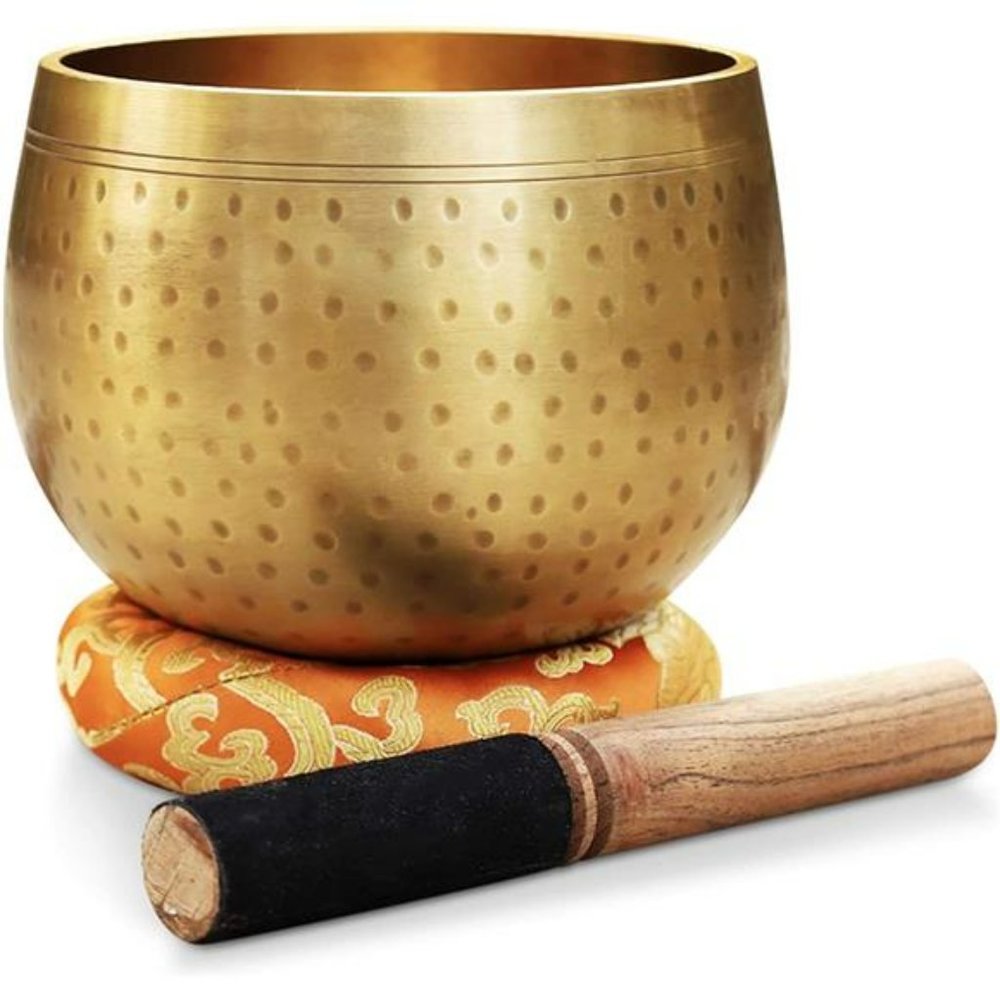 Tibetan Ring Gong Meditation Singing Bowl Mallet Cushion Set (Jumbo)